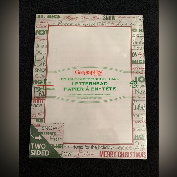 New Geographics Double Sided Christmas Theme Letterhead Paper, 40 Count - Picture 2 of 4